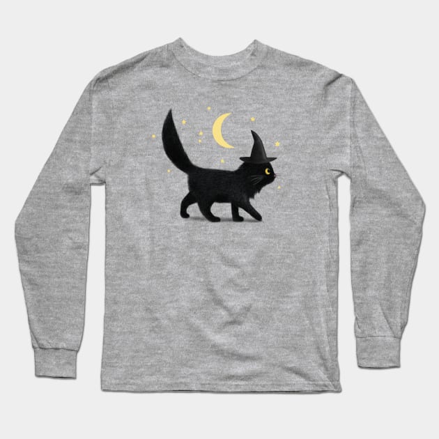 Hallows Eve Cat Long Sleeve T-Shirt by Terry Fan